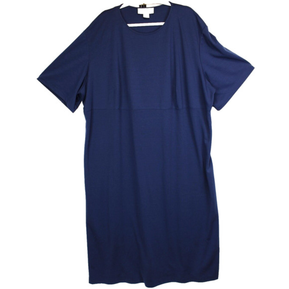 Maggie Barnes Maxi Shift Dress Women‎ 4X Short Sleeve Modest Minimalist Blue